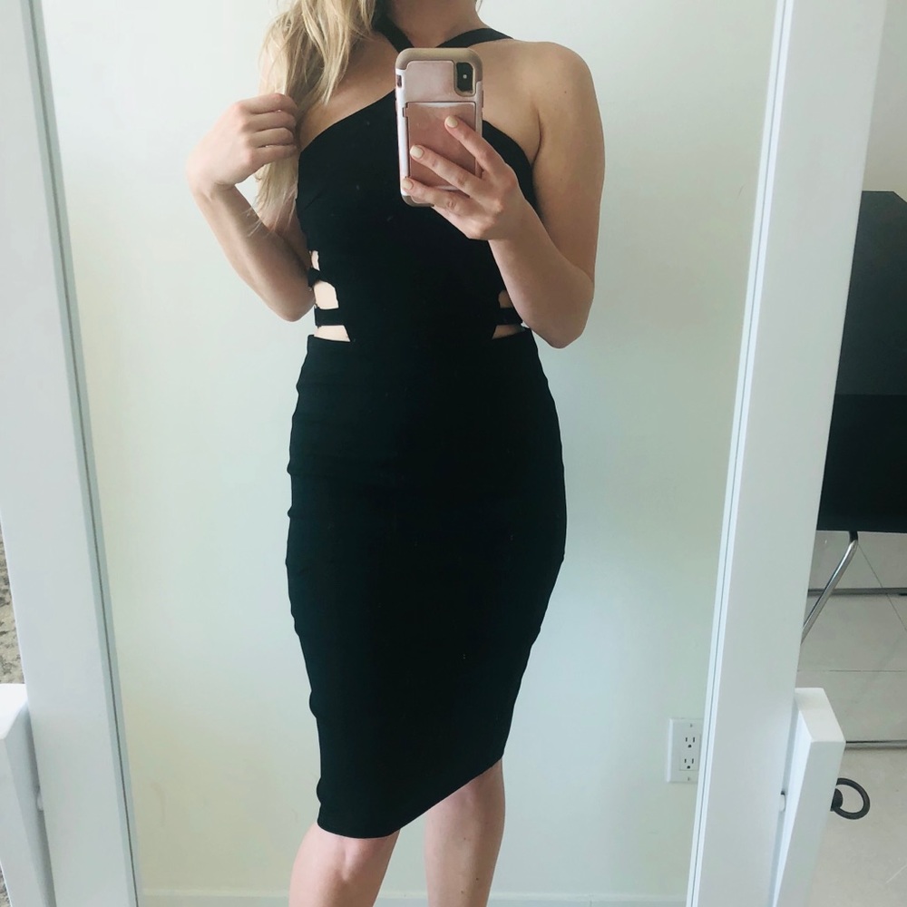 NWT Tobi sexy black cutout midi dress